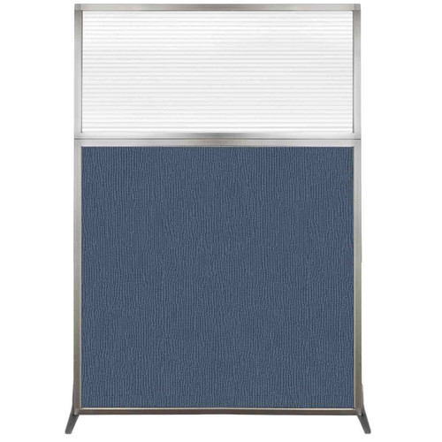 Hush Screen Portable Partition 4' x 6' Ocean Fabric Clear Fluted Window Without Wheels