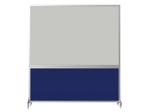 DivideWrite™ Portable Whiteboard Partition 6' x 6' Royal Blue Fabric - Silver Trim