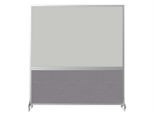 DivideWrite Portable Whiteboard Partition 6' x 6' Cloud Gray Fabric - Silver Trim