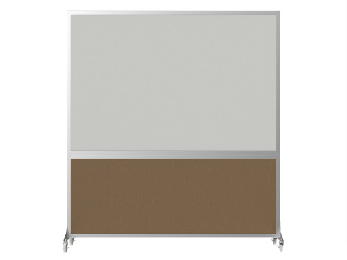 DivideWriteª Portable Whiteboard Partition 6' x 6' Latte Fabric - Silver Trim