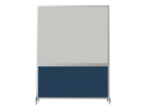 DivideWrite Portable Whiteboard Partition 5' x 6' Navy Blue Fabric - Silver Trim