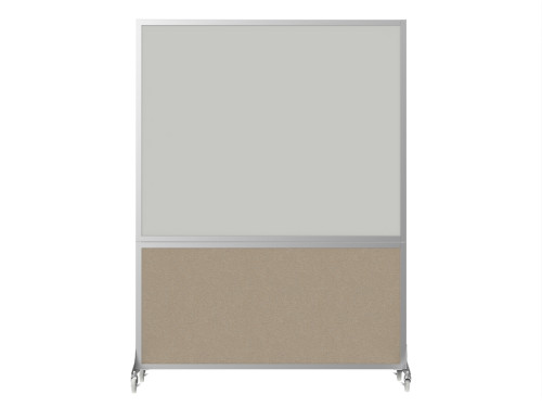 DivideWriteª Portable Whiteboard Partition 5' x 6' Rye Fabric - Silver Trim