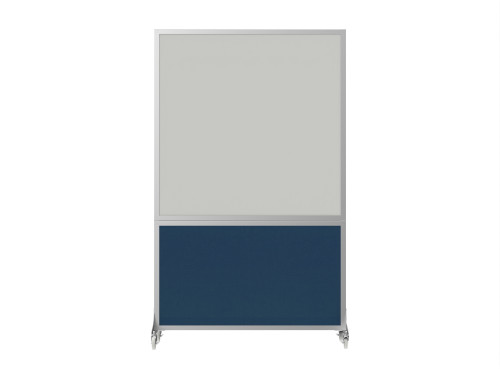 DivideWrite Portable Whiteboard Partition 4' x 6' Navy Blue Fabric - Silver Trim