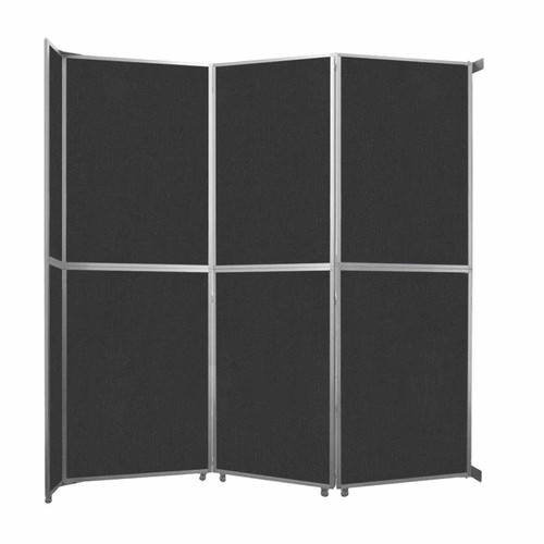 Operable Wall™ Folding Room Divider 11'9" x 12'3" Black Fabric - Silver Trim