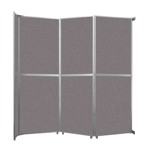 Operable Wall Folding Room Divider 11'9" x 12'3" Speckled Gray Fabric - Silver Trim