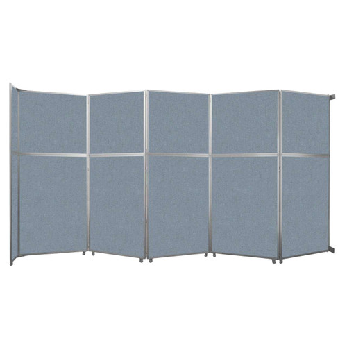 Operable Wall Folding Room Divider 19'6" x 10'3/4" Steel Blue Fabric - Silver Trim