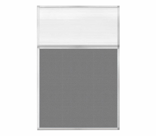 Portable and Acoustic Partition Hush Panel Configurable Cubicle Partition 4' x 6' W/ Window Ash Gray Fabric Clear Fluted Window