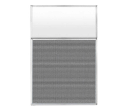 Portable and Acoustic Partition Hush Panel Configurable Cubicle Partition 4' x 6' W/ Window Ash Gray Fabric Frosted Window