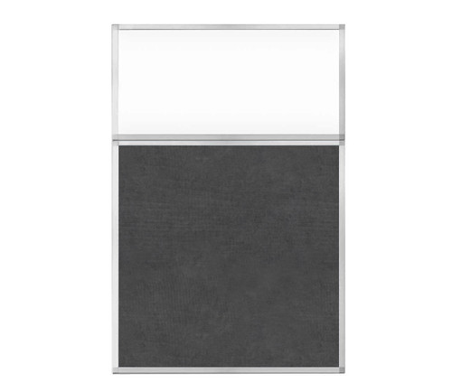 Portable and Acoustic Partition Hush Panel Configurable Cubicle Partition 4' x 6' W/ Window Classic Gray Fabric Clear Window