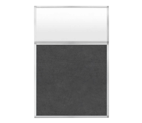 Portable and Acoustic Partition Hush Panel Configurable Cubicle Partition 4' x 6' W/ Window Classic Gray Fabric Frosted Window