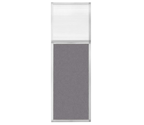 Portable and Acoustic Partition Hush Panel Configurable Cubicle Partition 2' x 6' W/ Window Speckled Gray Fabric Clear Fluted Window