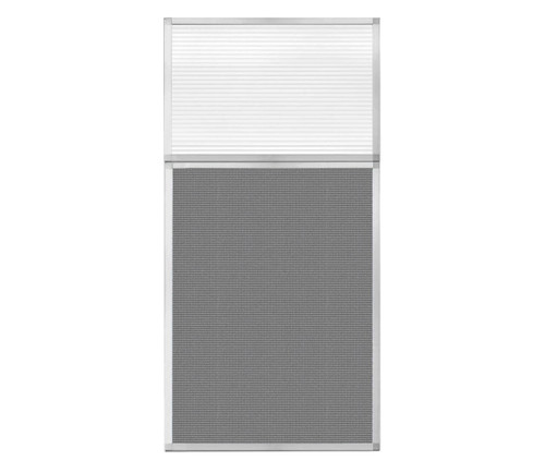 Portable and Acoustic Partition Hush Panel Configurable Cubicle Partition 3' x 6' W/ Window Ash Gray Fabric Clear Fluted Window