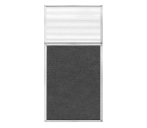 Portable and Acoustic Partition Hush Panel Configurable Cubicle Partition 3' x 6' W/ Window Classic Gray Fabric Clear Fluted Window