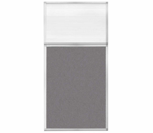 Portable and Acoustic Partition Hush Panel Configurable Cubicle Partition 3' x 6' W/ Window Speckled Gray Fabric Clear Fluted Window