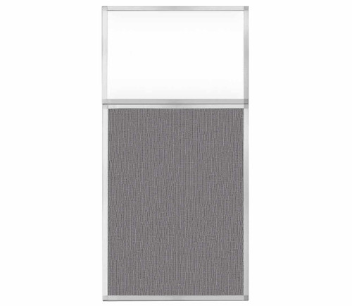 Portable and Acoustic Partition Hush Panel Configurable Cubicle Partition 3' x 6' W/ Window Speckled Gray Fabric Clear Window