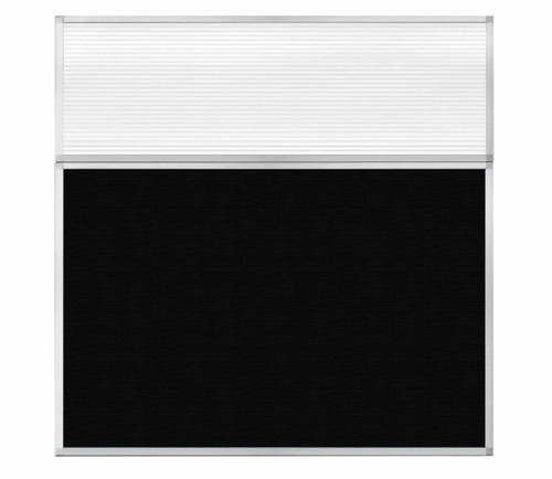 Portable and Acoustic Partition Hush Panel Configurable Cubicle Partition 6' x 6' W/ Window Black Fabric Clear Fluted Window