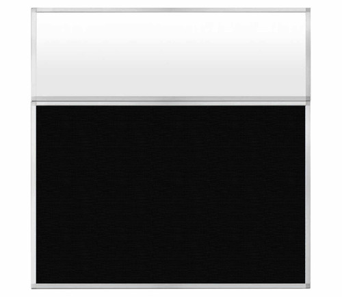 Portable and Acoustic Partition Hush Panel Configurable Cubicle Partition 6' x 6' W/ Window Black Fabric Frosted Window