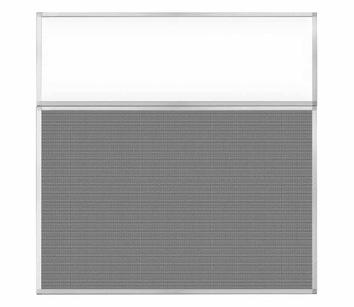 Portable and Acoustic Partition Hush Panel Configurable Cubicle Partition 6' x 6' W/ Window Ash Gray Fabric Clear Window