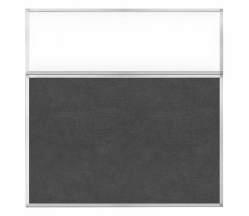 Portable and Acoustic Partition Hush Panel Configurable Cubicle Partition 6' x 6' W/ Window Classic Gray Fabric Clear Window