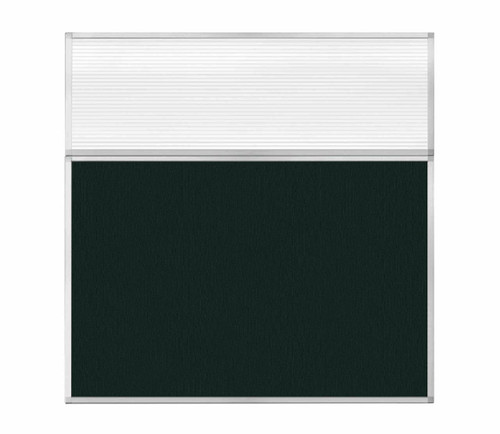 Portable and Acoustic Partition Hush Panelª Configurable Cubicle Partition 6' x 6' Forest Green Fabric Clear Fluted Window