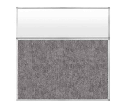 Portable and Acoustic Partition Hush Panel Configurable Cubicle Partition 6' x 6' W/ Window Speckled Gray Fabric Frosted Window