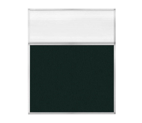 Portable and Acoustic Partition Hush Panelª Configurable Cubicle Partition 5' x 6' Forest Green Fabric Clear Fluted Window