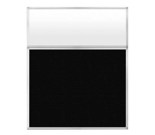Portable and Acoustic Partition Hush Panel Configurable Cubicle Partition 5' x 6' W/ Window Black Fabric Frosted Window