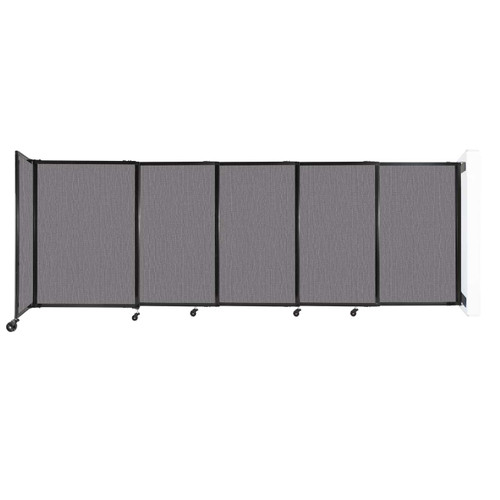 Wall-Mounted StraightWall Sliding Partition 11'3" x 4' Speckled Gray Fabric
