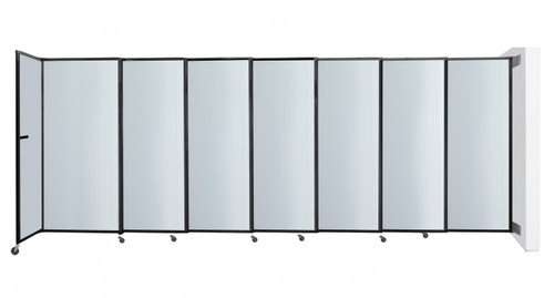 Wall-Mounted StraightWallª Sliding Partition 15'6" x 7'6" Red Fluted Polycarbonate