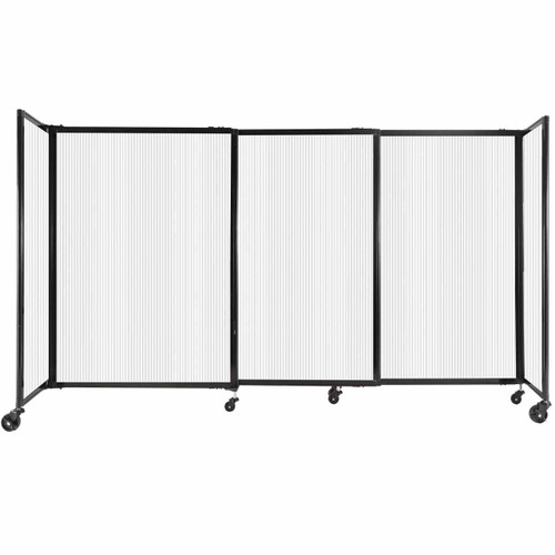 StraightWall Sliding Portable Partition 7'2" x 4' Opal Fluted Polycarbonate