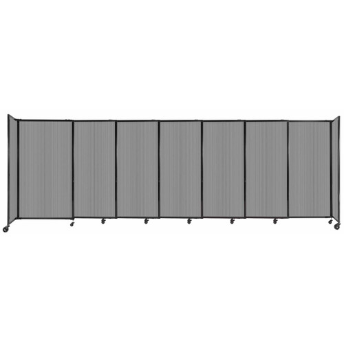 StraightWall Sliding Portable Partition 15'6" x 5' Light Gray Fluted Polycarbonate