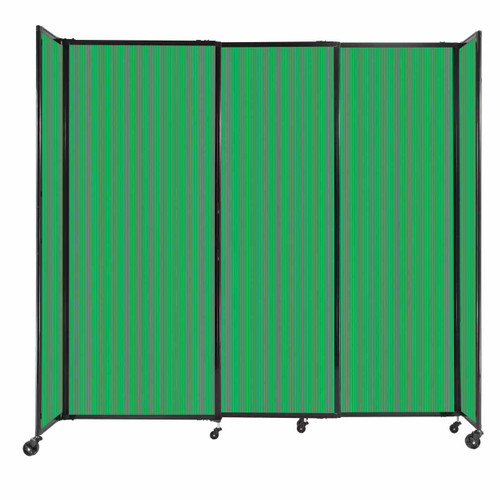 StraightWall Sliding Portable Partition 7'2" x 6'10" Green Fluted Polycarbonate