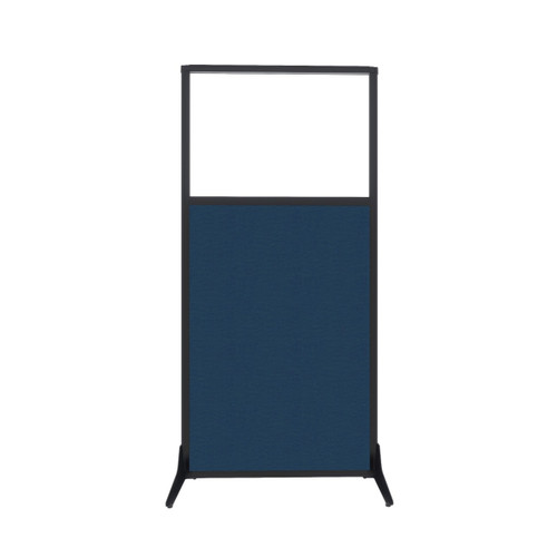 Work Station Screen 33" x 70" Navy Blue Fabric With Clear Window