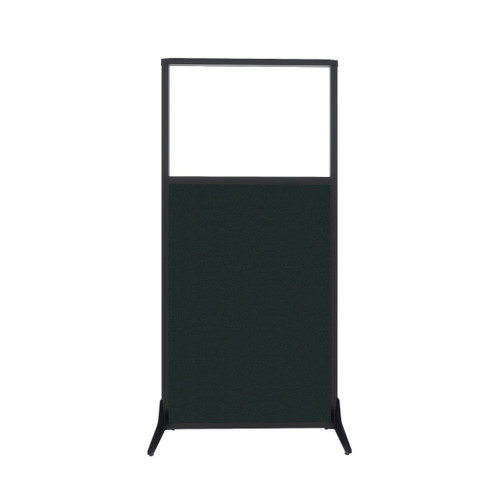 Work Station Screen 33" x 70" Forest Green Fabric With Clear Window