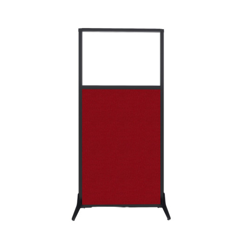 Work Station Screen 33" x 70" Red Fabric With Clear Window
