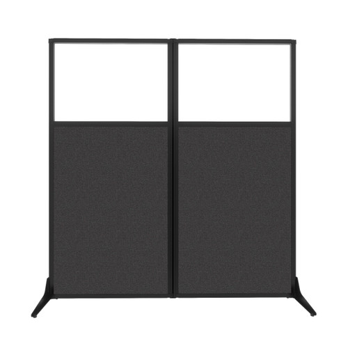 Work Station Screen 66" x 70" Charcoal Gray Fabric With Clear Window