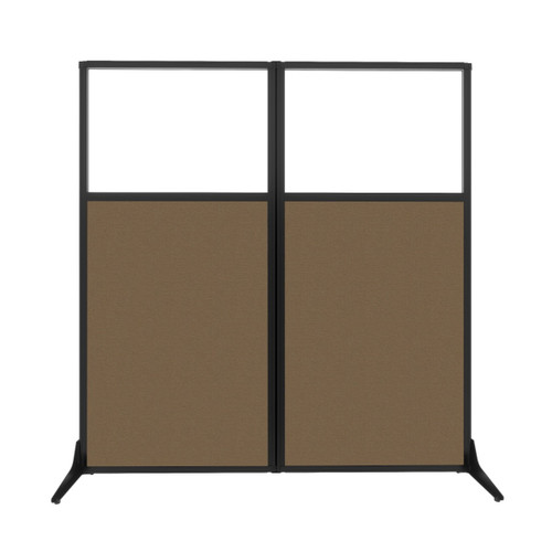 Work Station Screen 66" x 70" Latte Fabric With Clear Window