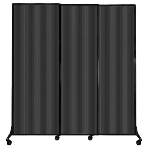 QuickWall Sliding Portable Partition 7' x 7'4" Dark Gray Fluted Polycarbonate