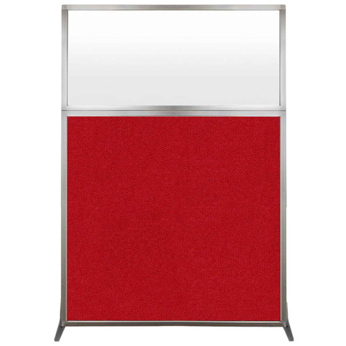 Hush Screen Portable Partition 4' x 6' Red Fabric Frosted Window Without Wheels