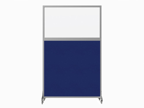 Hush Screen Portable Partition 4' x 6' Royal Blue Fabric Frosted Window With Wheels