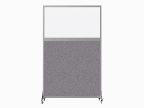 Hush Screen Portable Partition 4' x 6' Cloud Gray Fabric Frosted Window With Wheels