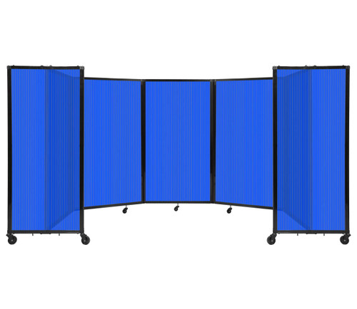 Room Divider 360¨ Folding Portable Partition 14' x 5' Blue Fluted Polycarbonate