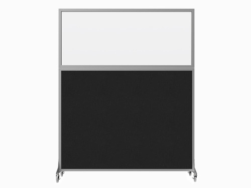 Hush Screen Portable Partition 5' x 6' Black Fabric Clear Window With Wheels