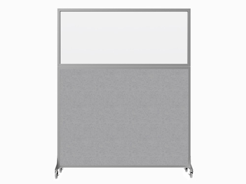 Hush Screen Portable Partition 5' x 6' Slate Fabric Clear Window With Wheels