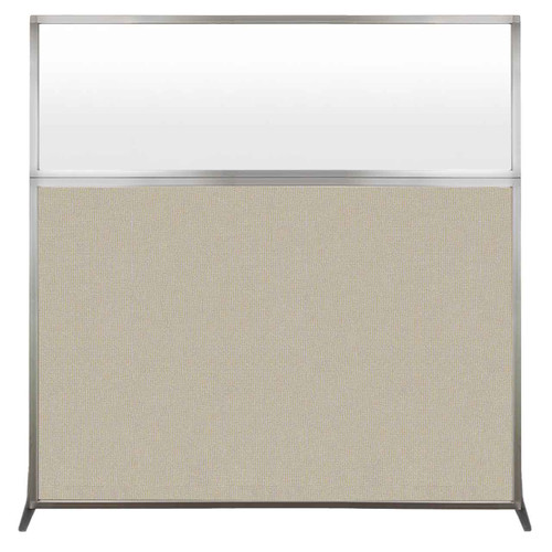 Hush Screen Portable Partition 6' x 6' Sand Fabric Frosted Window Without Wheels