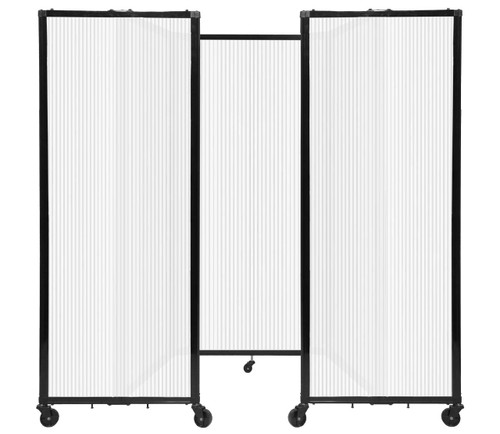 Room Divider 360¨ Folding Portable Partition 8'6" x 6' Opal Fluted Polycarbonate