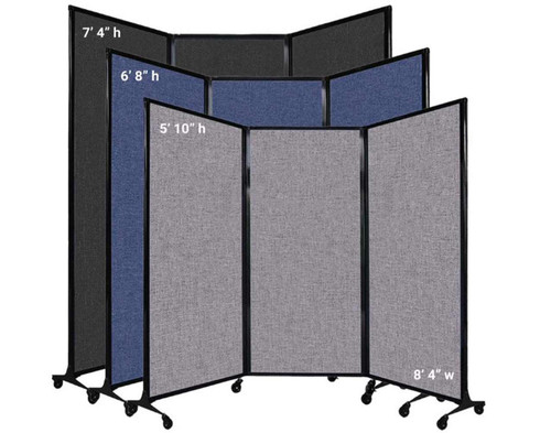 The QuickWall Folding Portable Partition has 1 width and 3 heights.