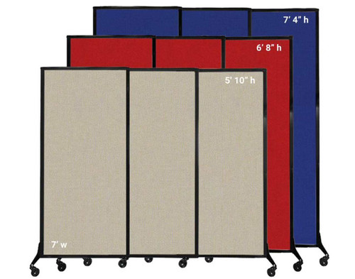 The QuickWall Sliding Portable Partition comes in 1 width and 3 heights.