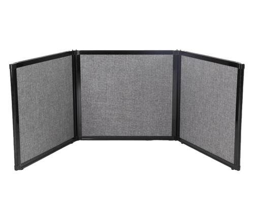 The folding tabletop display with a gray fabric option.