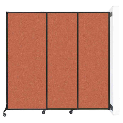 The Wall-Mounted QuickWall Sliding Partition with Papaya fabric. The Wall-Mounted QuickWall Sliding Partition with Papaya fabric.